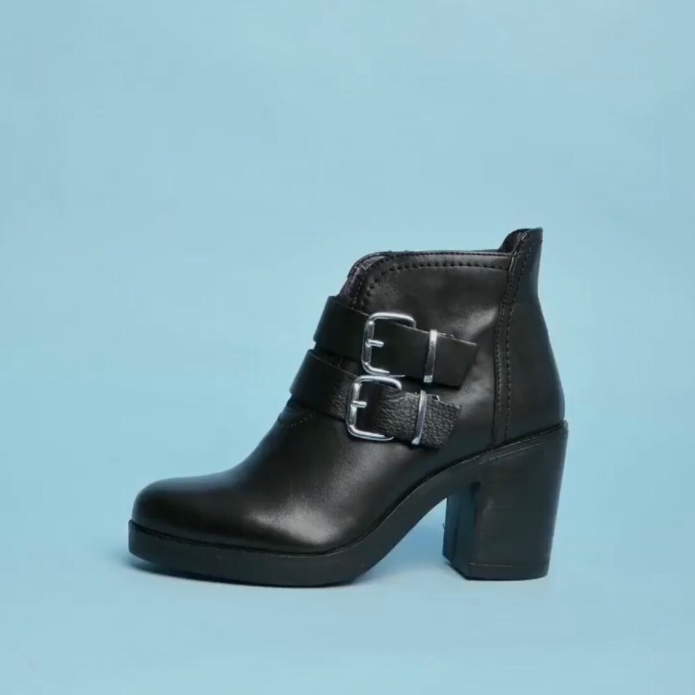 DNA FOOTWEAR Elise Moto Platform Leather Boots in Black